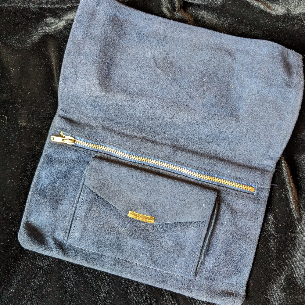Blue Suede Clutch Wallet